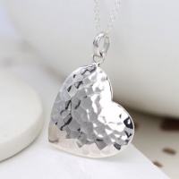 Sterling Silver Hammered Heart Necklace by Peace Of Mind